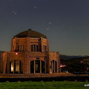 Star trails over the  Vista house