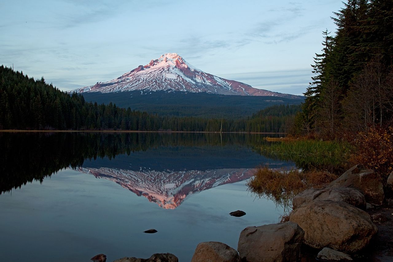 A hint of alpenglow on Mt. Hood.