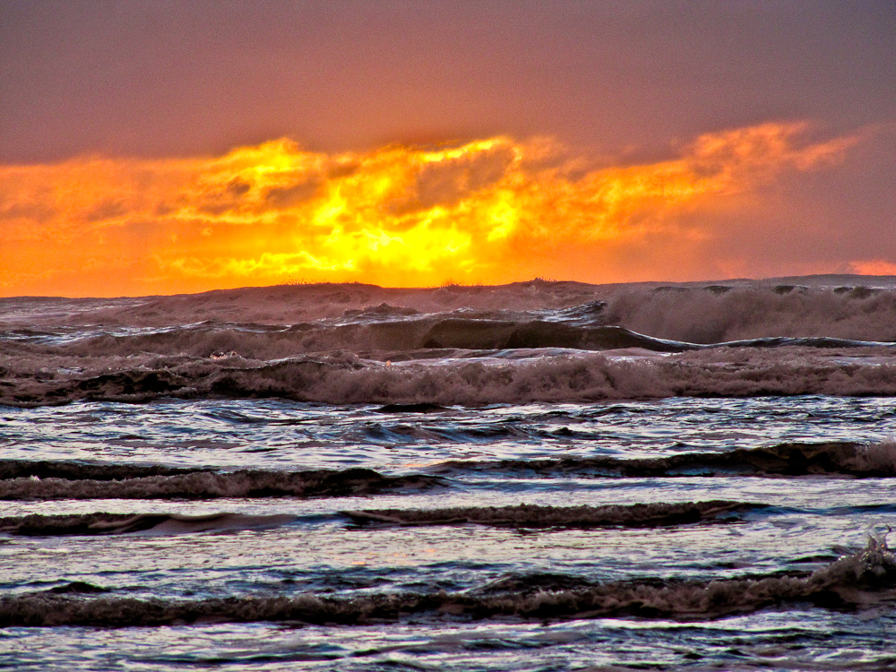 Raging Waves at Sunset